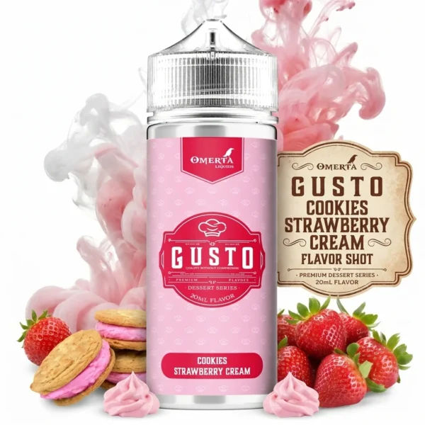 Omerta Gusto Cookies Strawberry Cream Flavor Shot 20mL/120mL