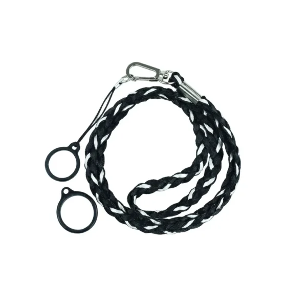 Weave Lanyard Με 2 δακτυλίους σιλικόνης μαύρου + γκρι (1Τμχ)